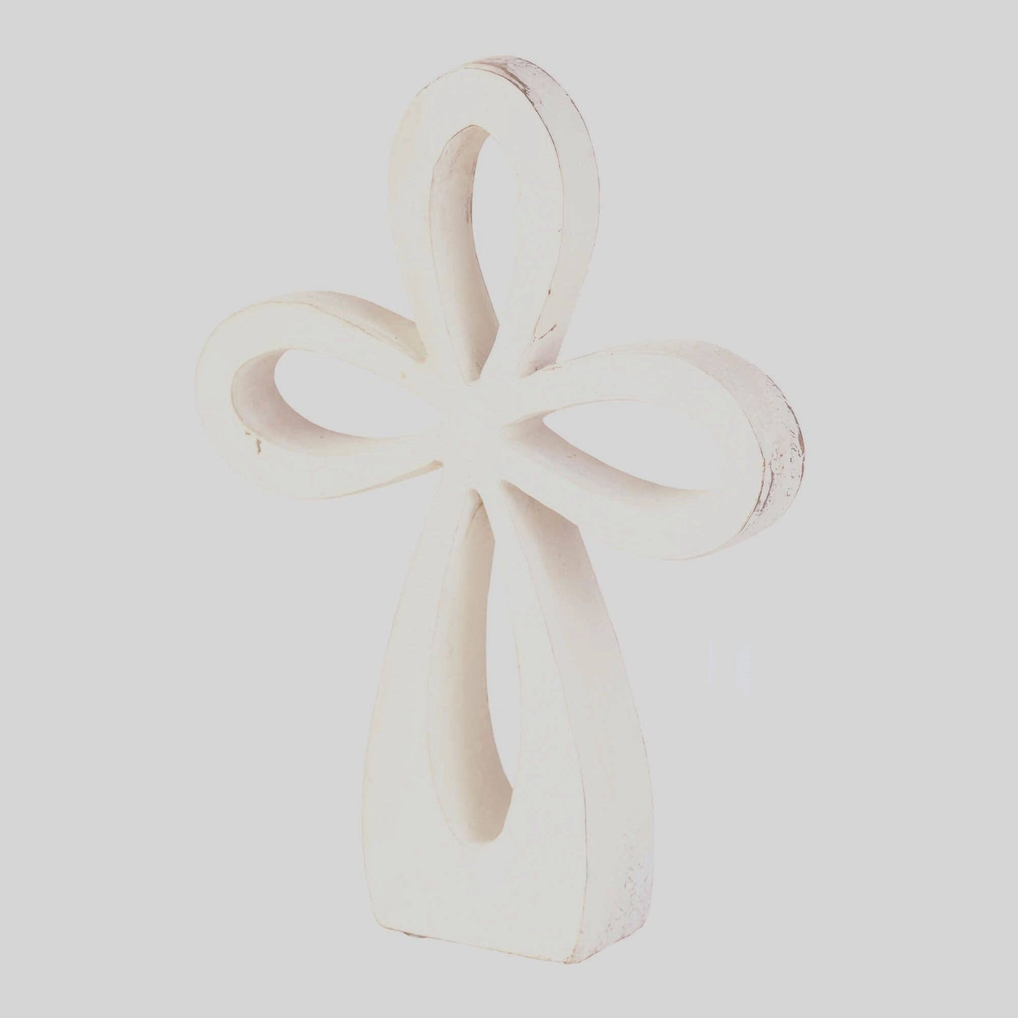 WHITE WASH TABLETOP CROSS 8"