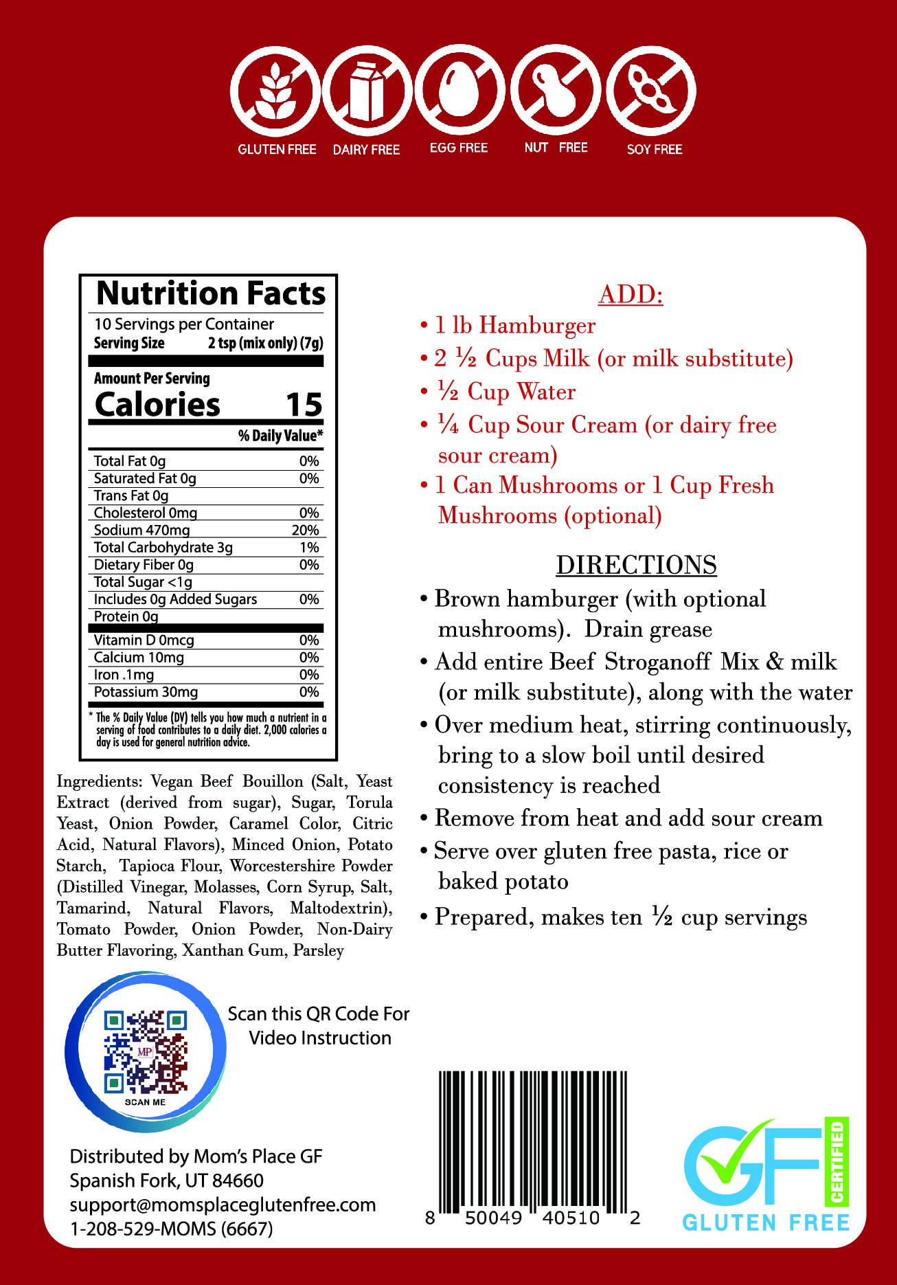 Gluten-Free Beef Stroganoff Mix