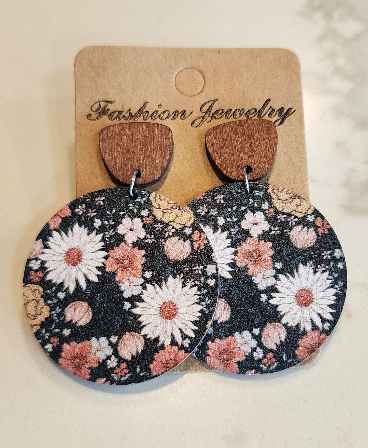 Floral Wood Earrings
