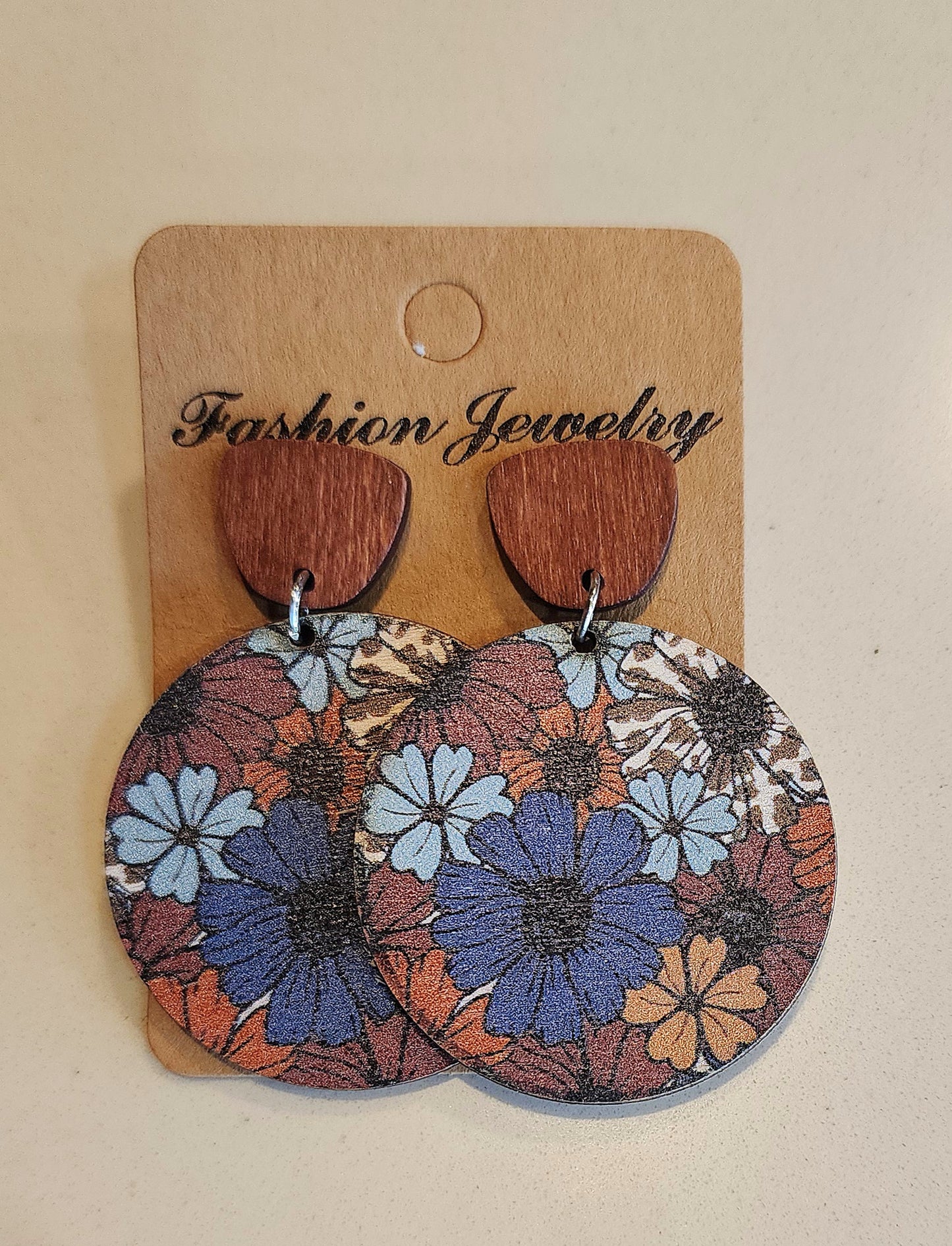 Floral Wood Earrings