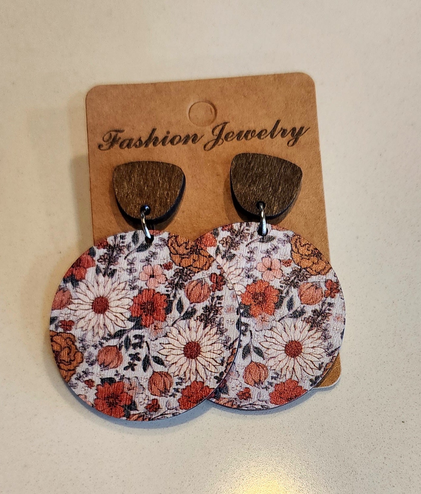 Floral Wood Earrings