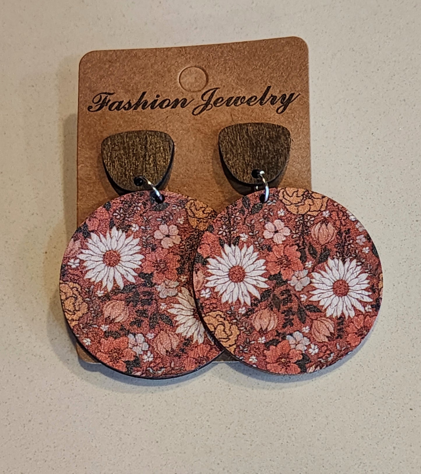 Floral Wood Earrings