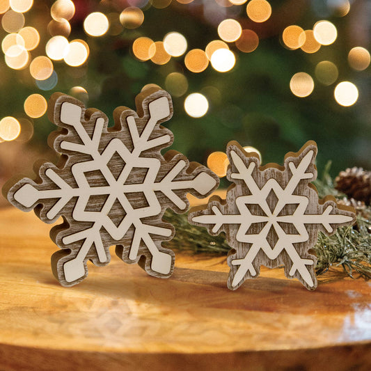 2/Set, Layered Chunky Snowflake Sitters