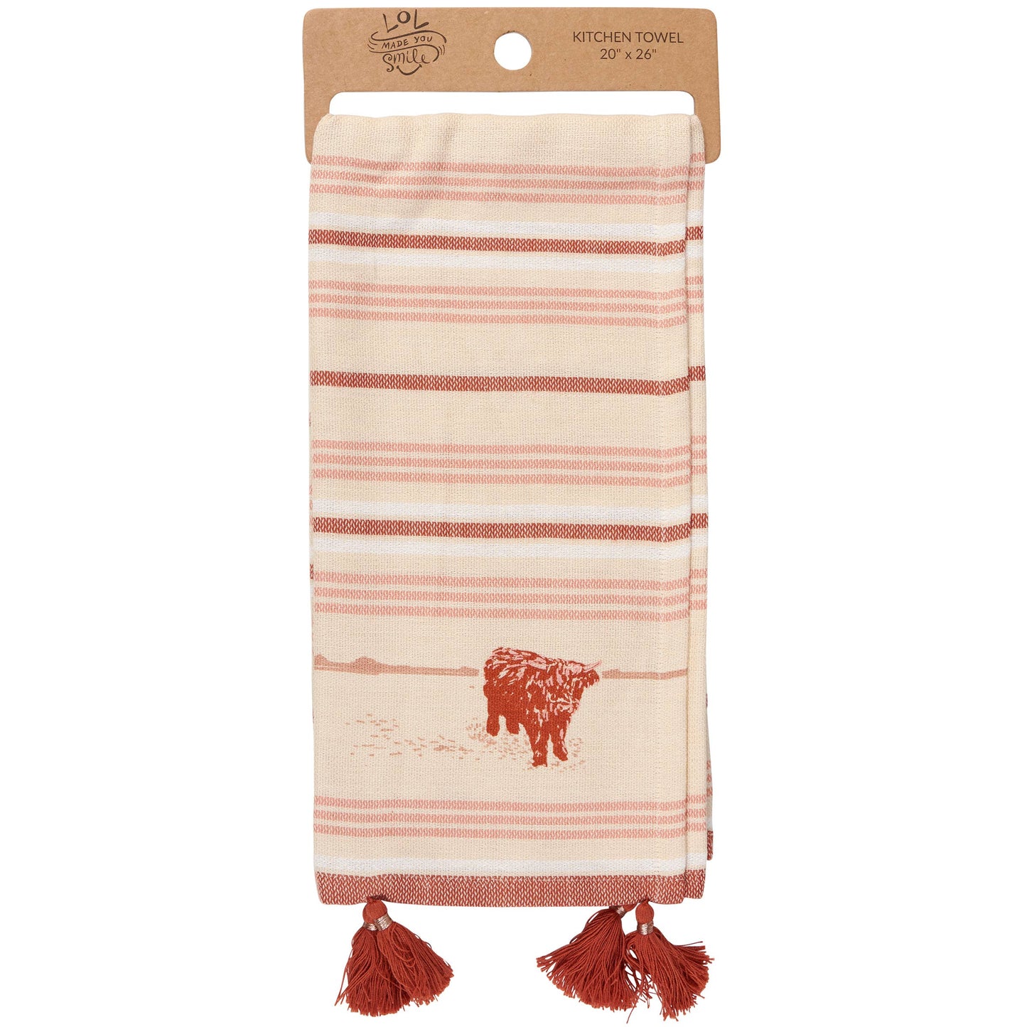 Highland Cow Striped Kitchen Towel