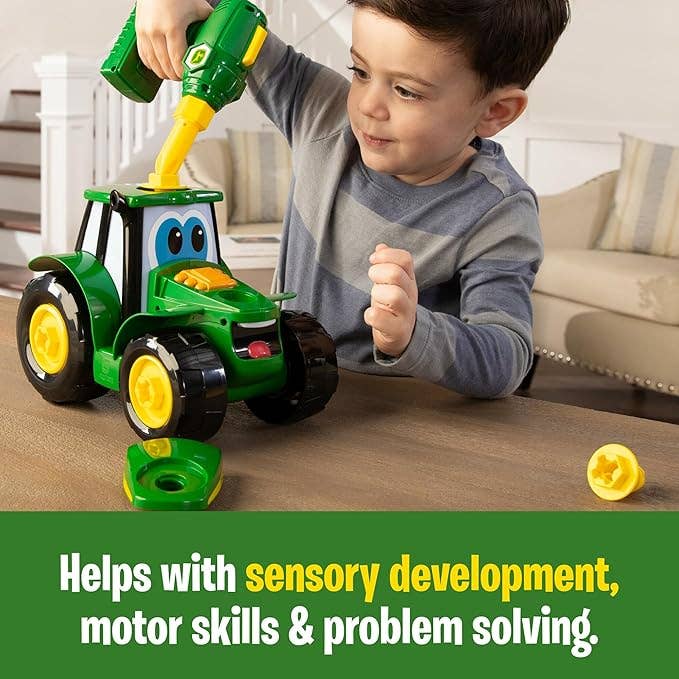 TOMY BUILD-A-BUDDY John Deere Tractor Toy and Toy Drill