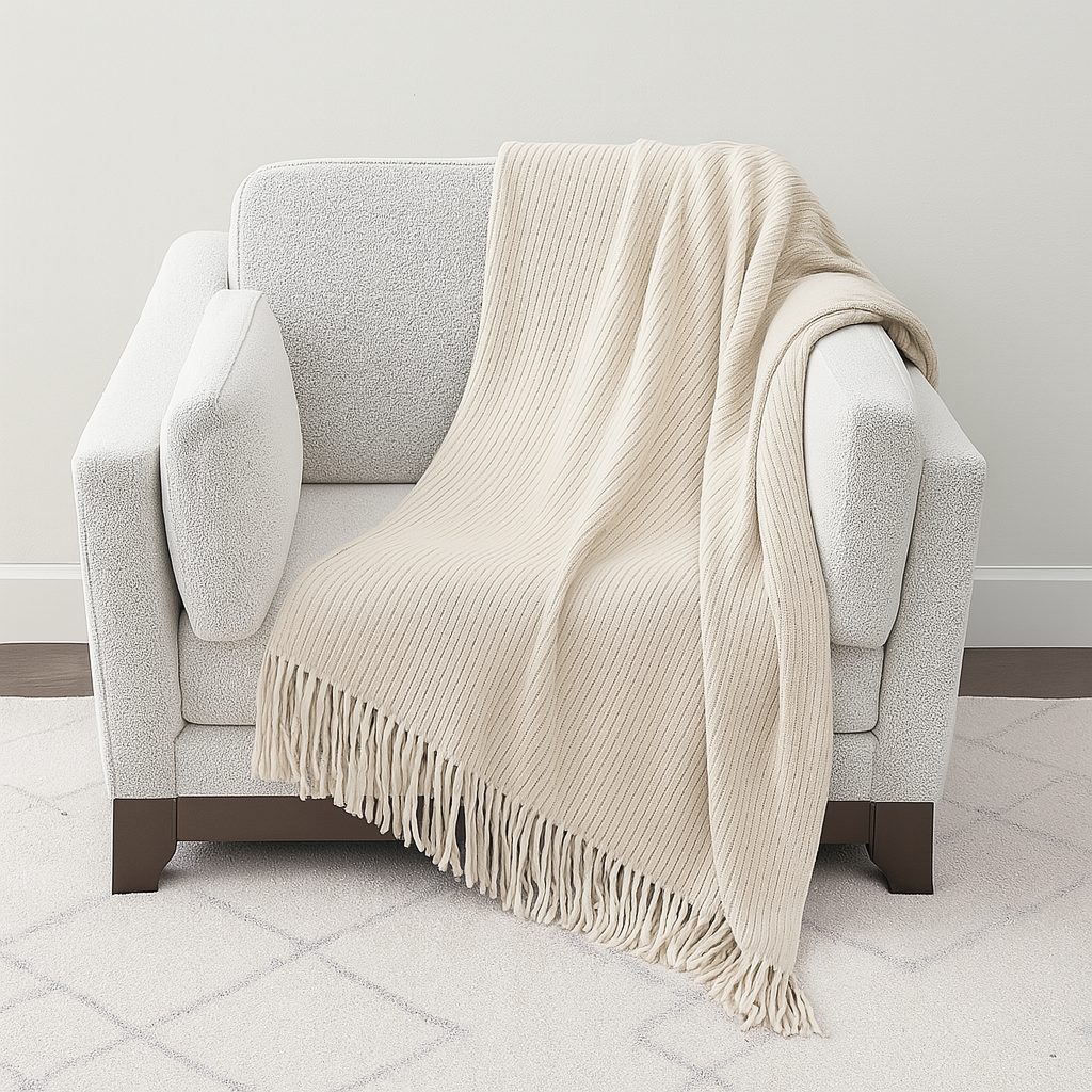 Faux Cashmere Soft 50"x60" Throw Blanket - Ivory