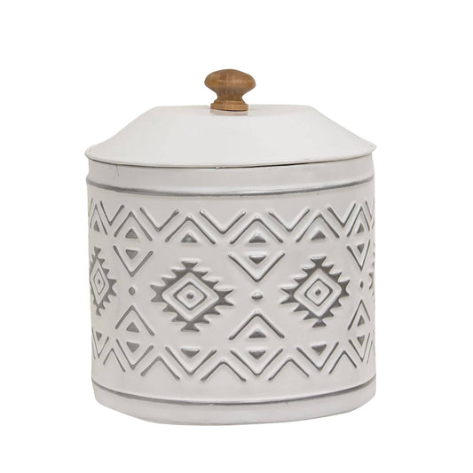 2/Set Aztec White Metal Canisters
