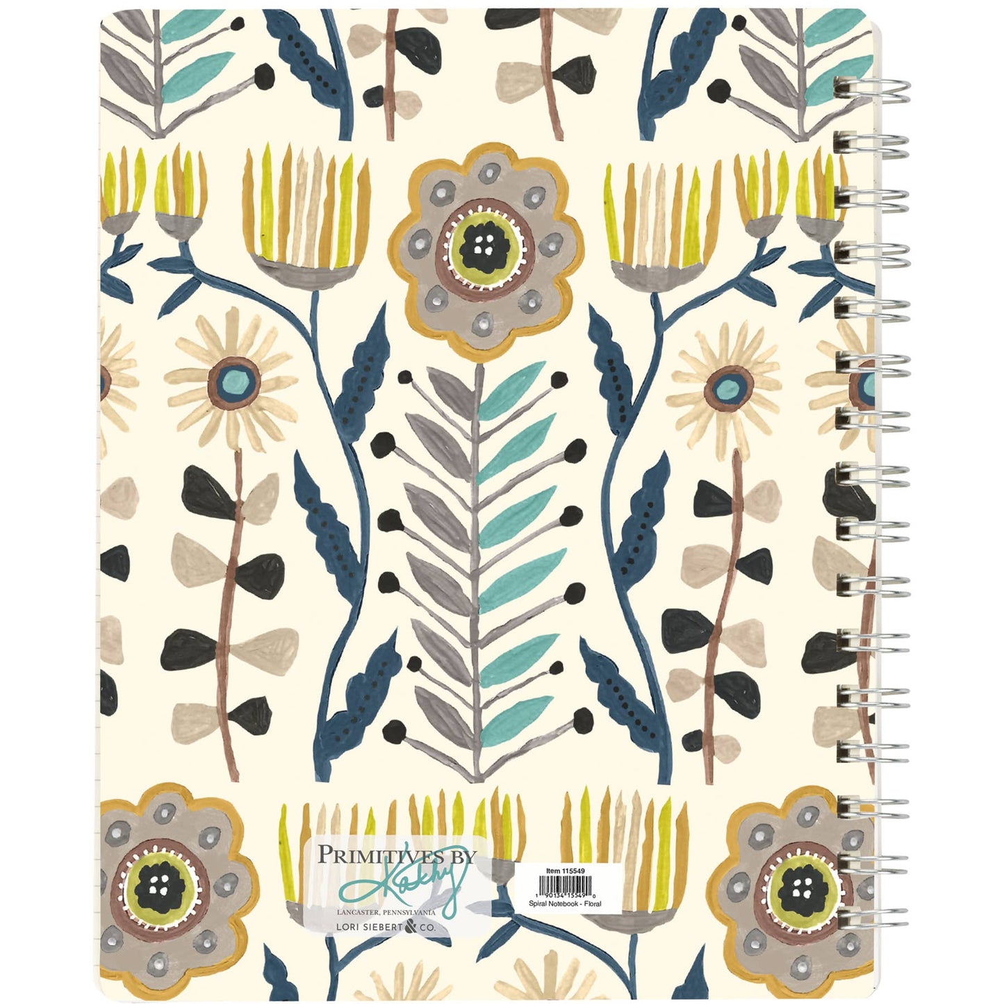 Primitive Floral Spiral Notebook