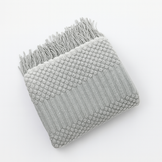 Grey Waffle Stripe 50x60 Inch Throw Blanket