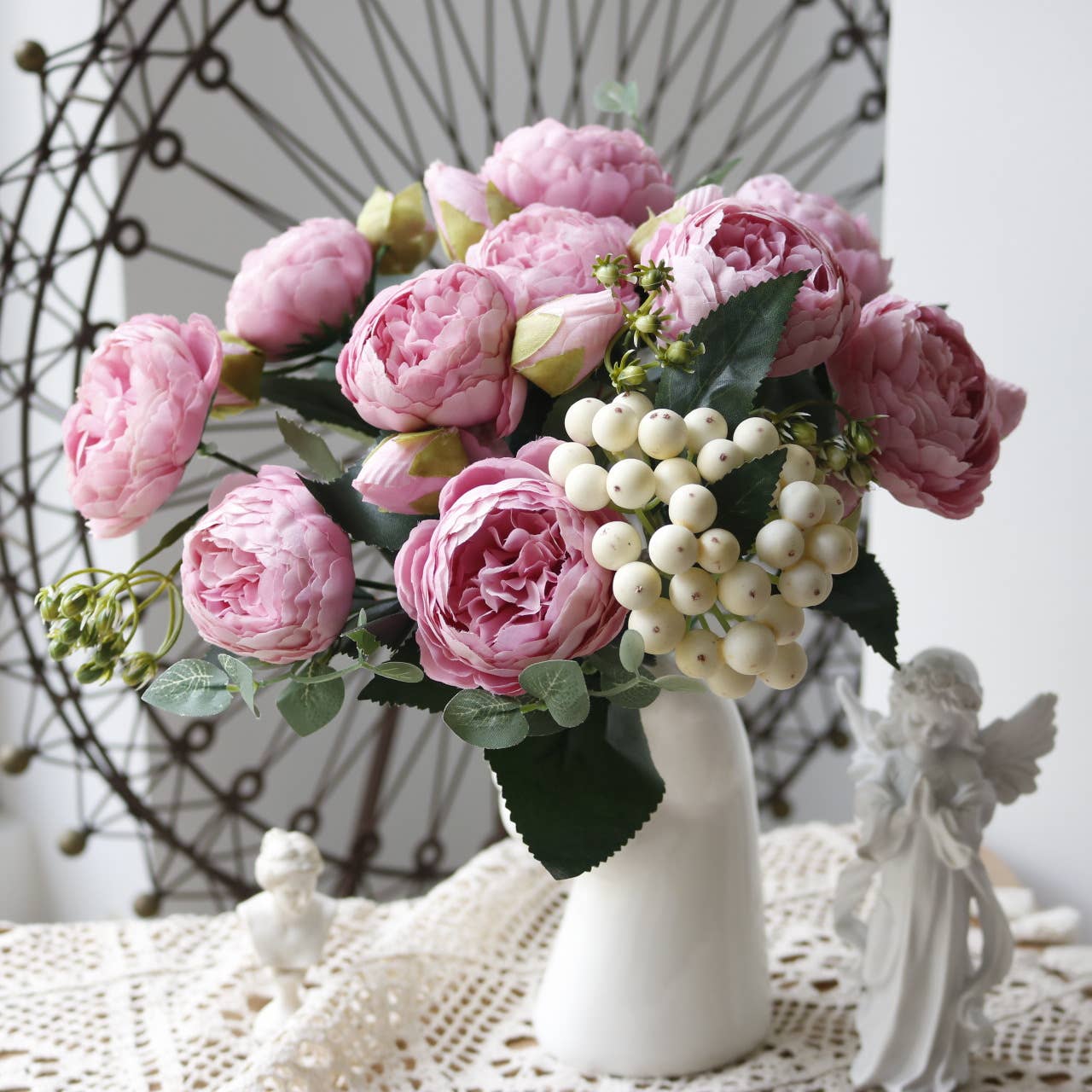 12'' Silk Peony Flower Bunch, Spring Wedding/Home Decors
