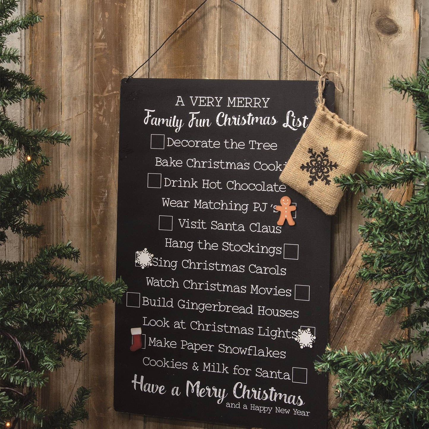 Family Fun Christmas Metal Sign w/13 Magnets