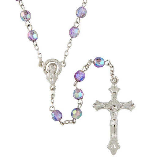 Aurora Borealis Crystal Bead Rosary Necklace
