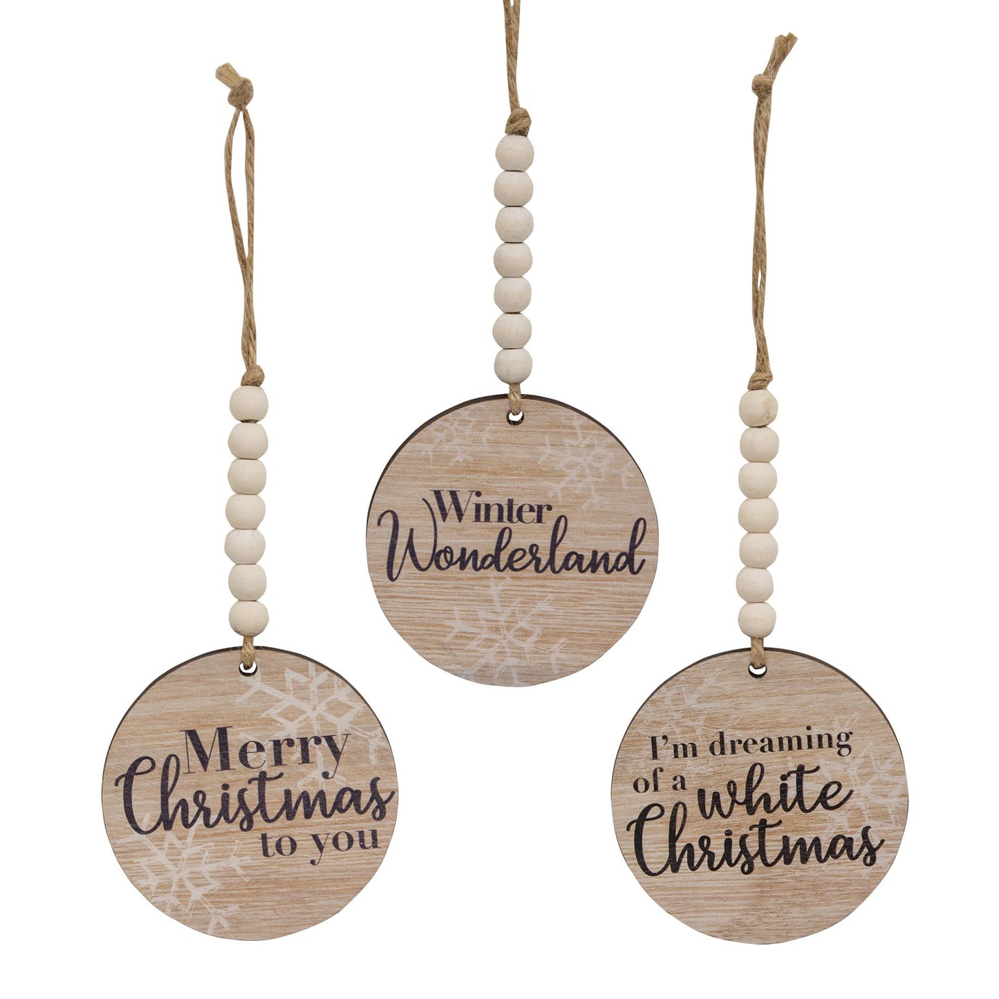 Beaded Snowflake Sayings Christmas Ornament, 3 Assorted