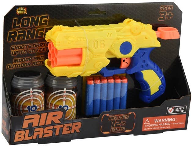 Long Range "Nerf" Air Blaster with 12 Soft Darts + Targets