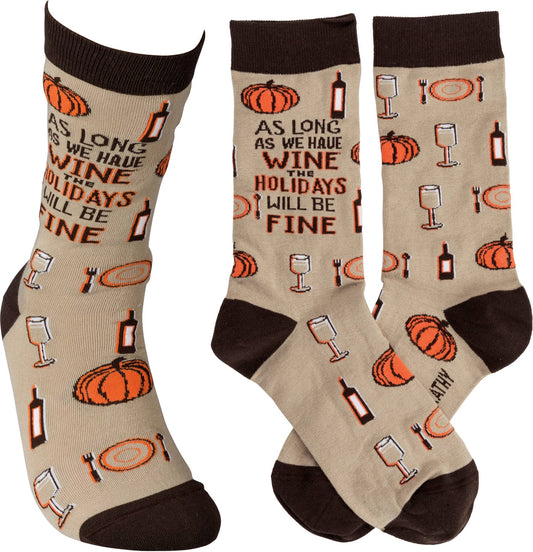 As Long As We Have Wine Holidays Fine Socks