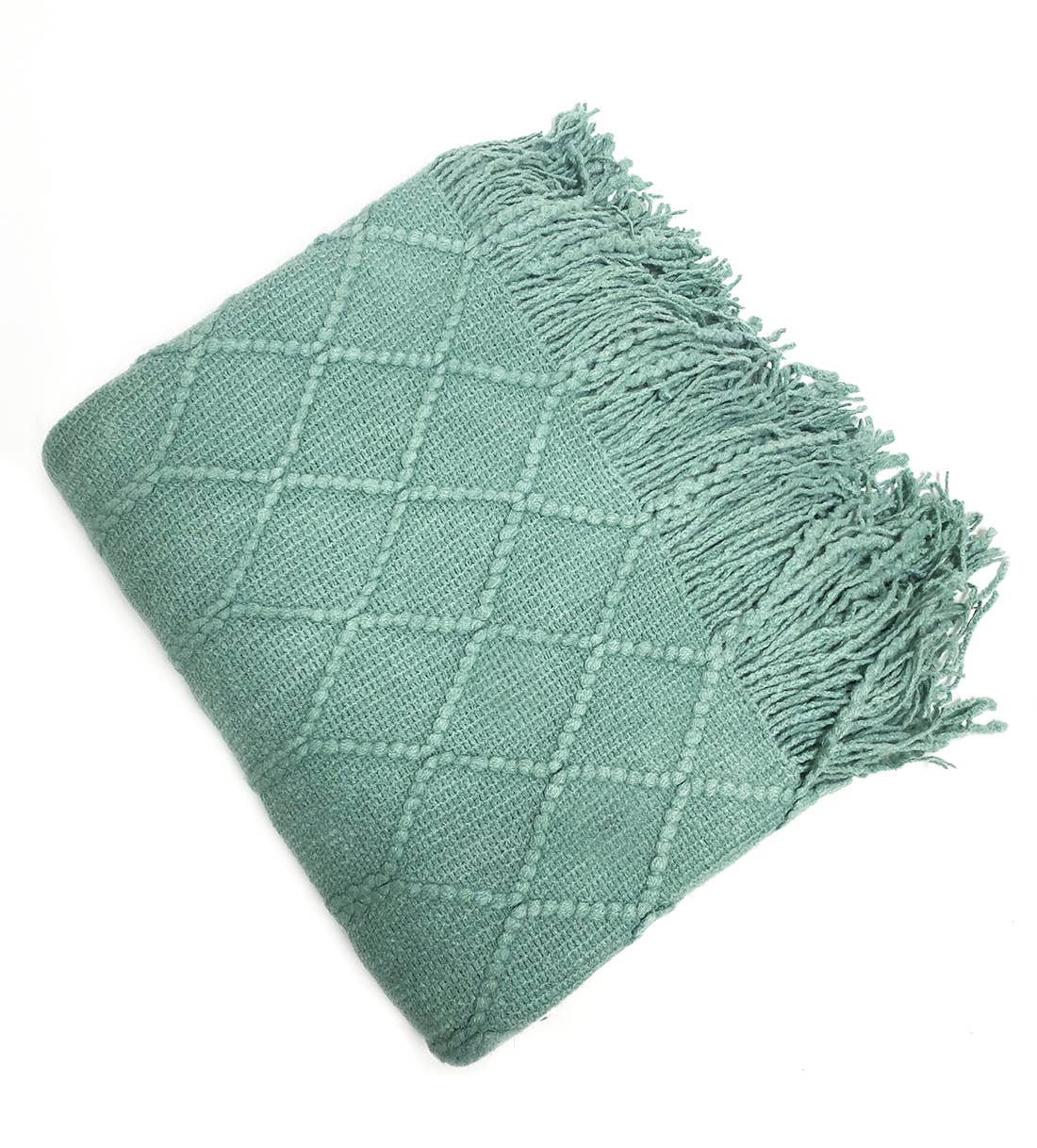 Rhombus Diamond Knit 50x60 Inch Throw Blanket