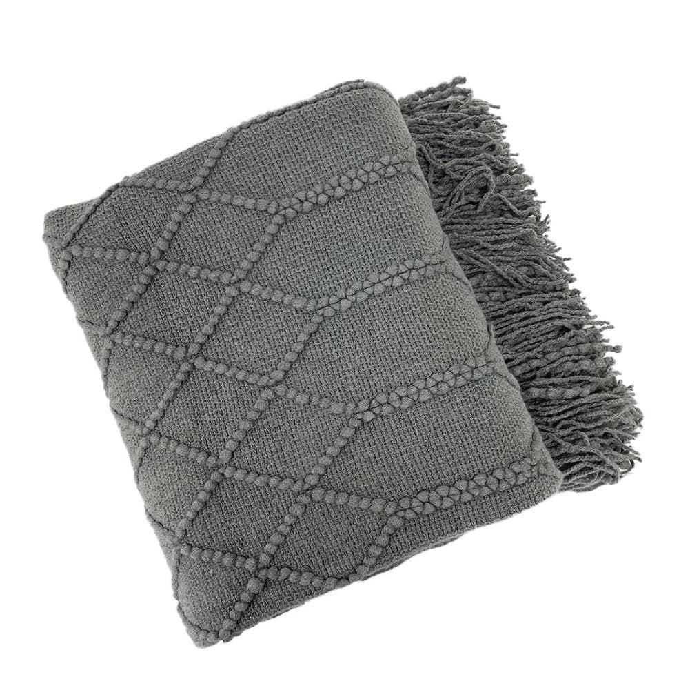 Rhombus Diamond Knit 50x60 Inch Throw Blanket
