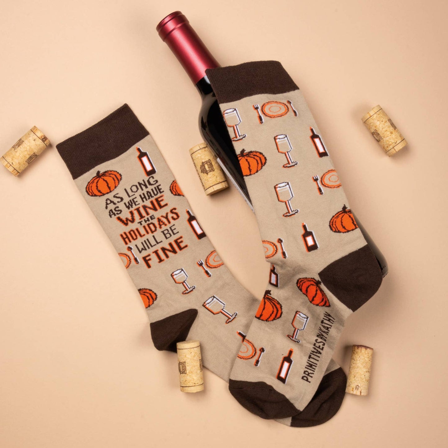 As Long As We Have Wine Holidays Fine Socks