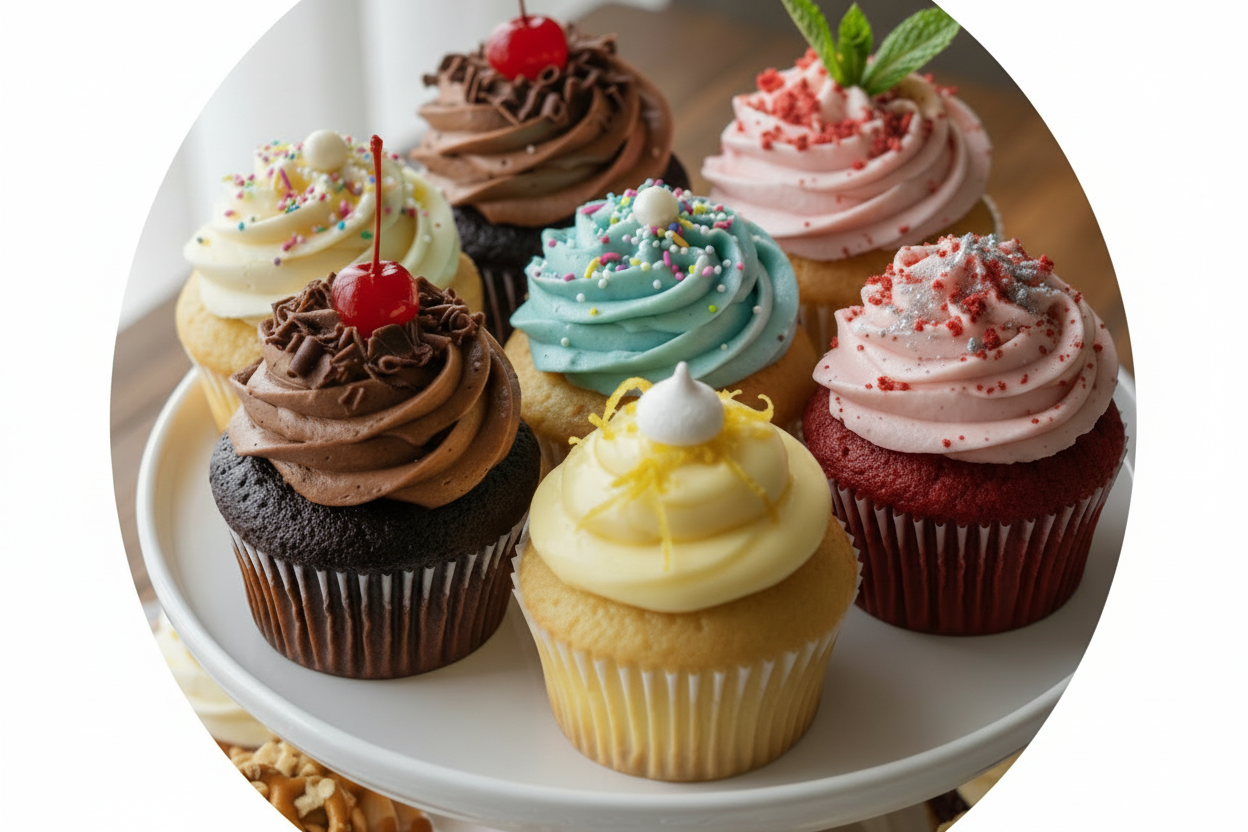 cupcakes in variety of flavors