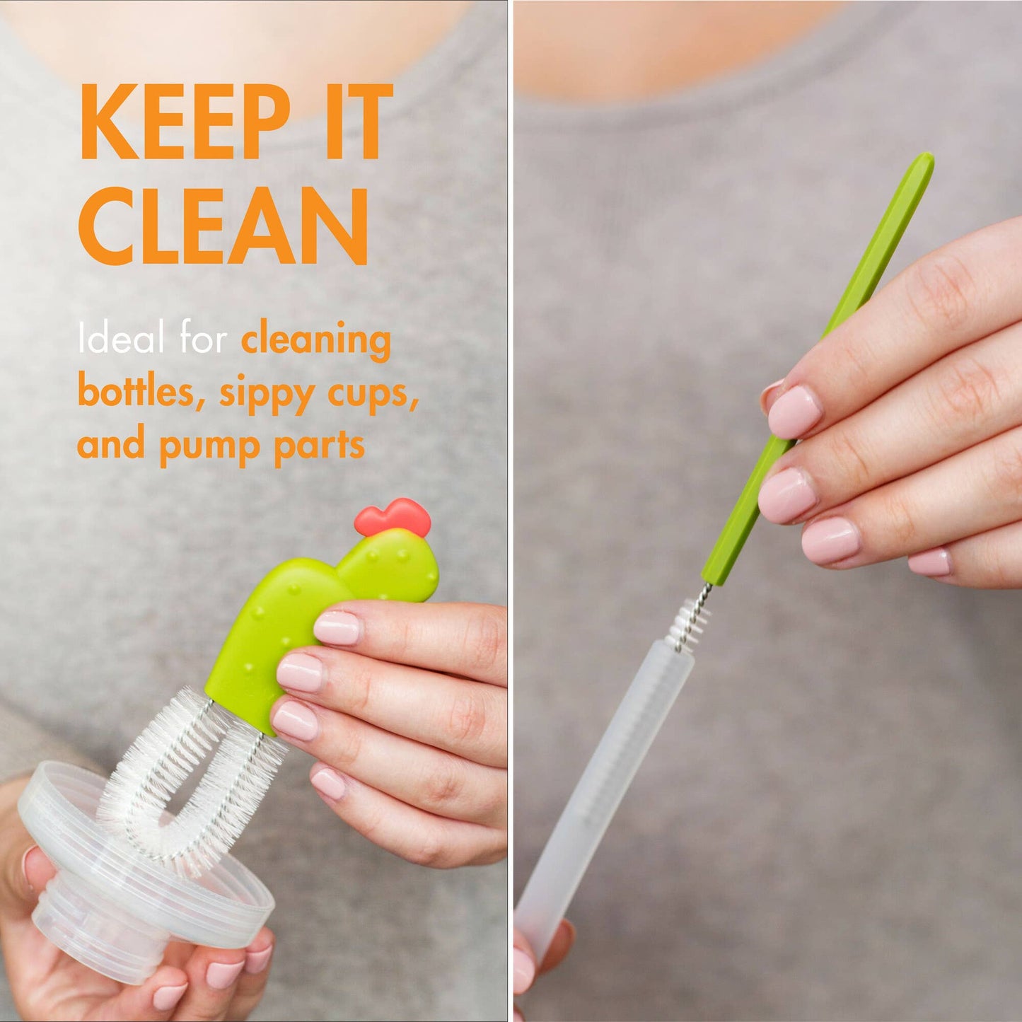 TOMY Boon Cacti Bottle Cleaning Brush Set - Green