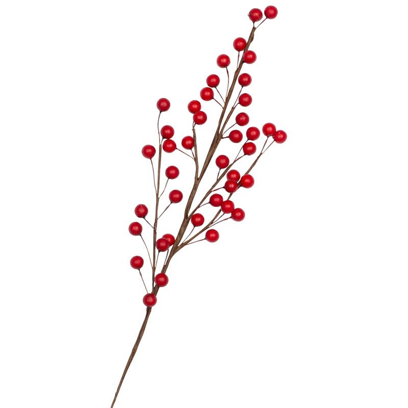 22" Red Artificial Berry Stem