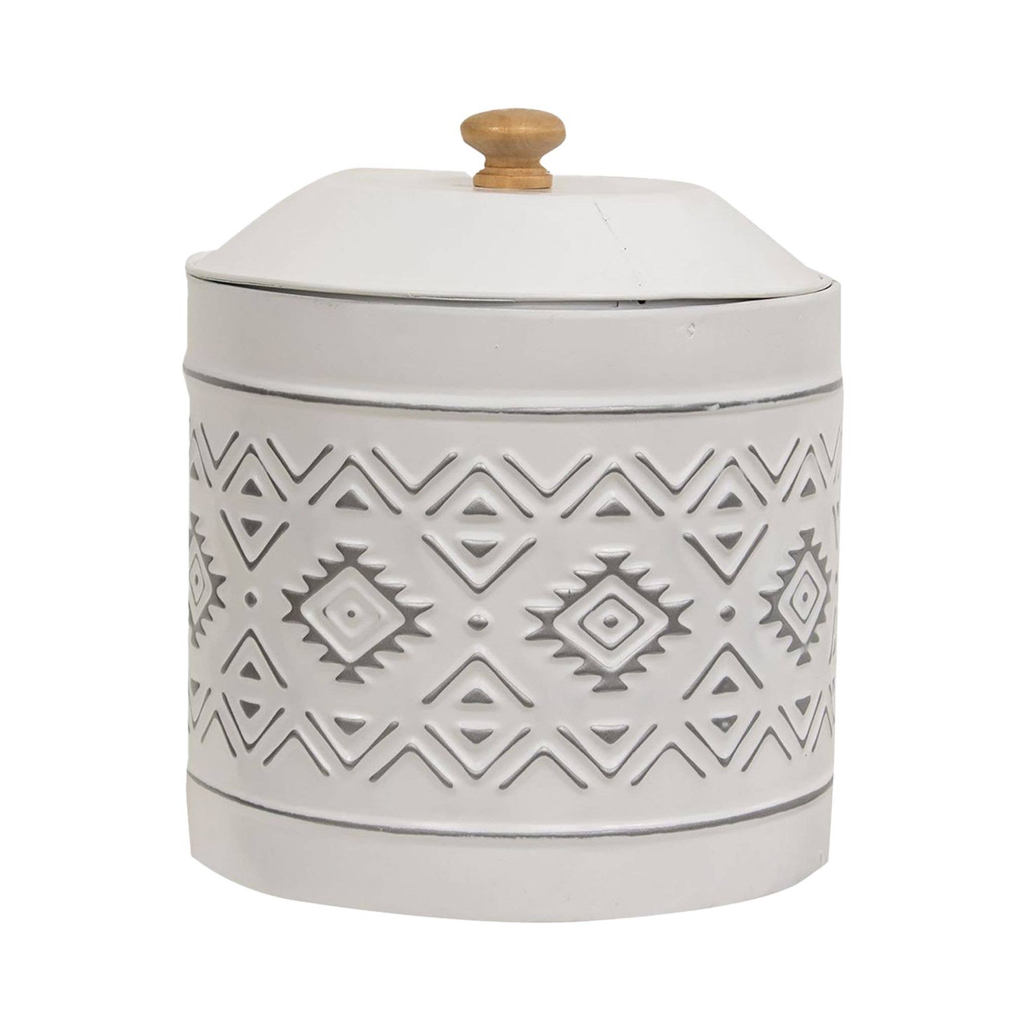 2/Set Aztec White Metal Canisters