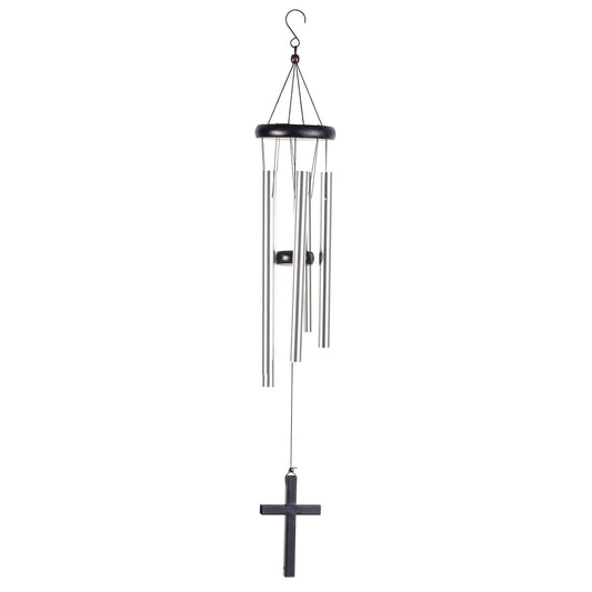 WINDCHIME BLACK METAL CROSS SAIL 35"
