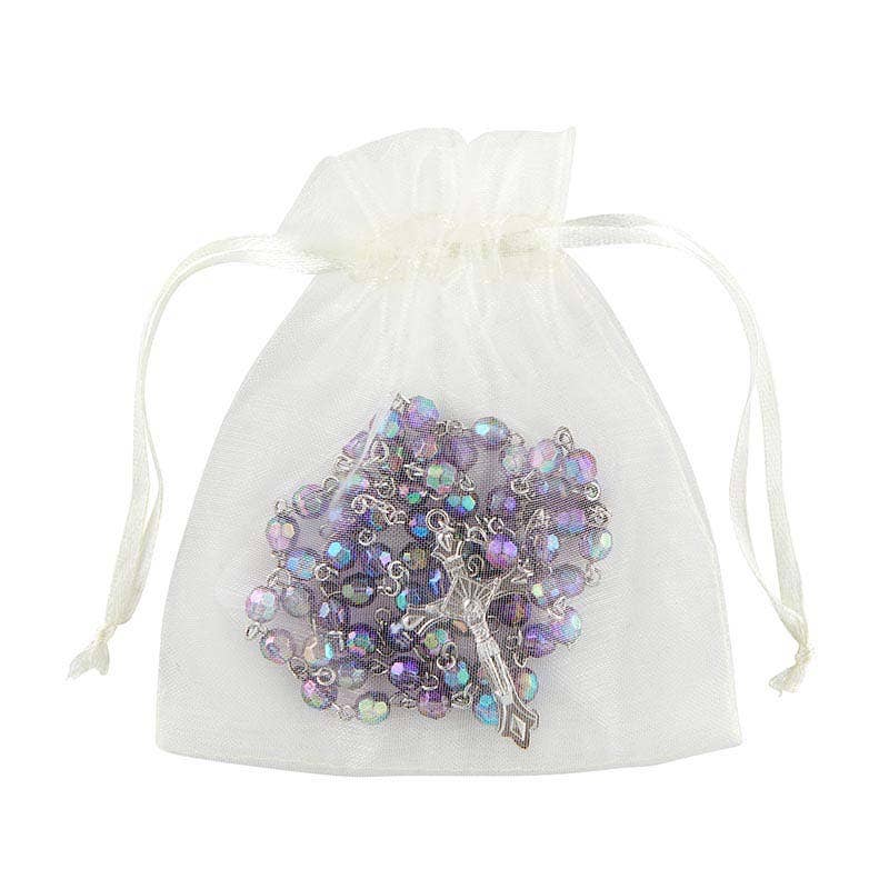 Aurora Borealis Crystal Bead Rosary Necklace