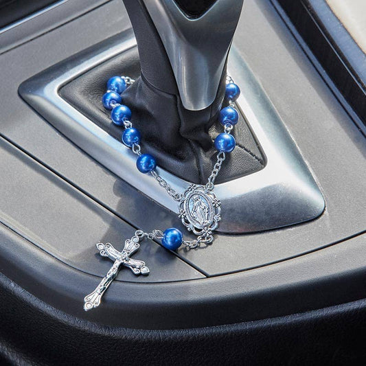 Blu Pearl Auto Rosary