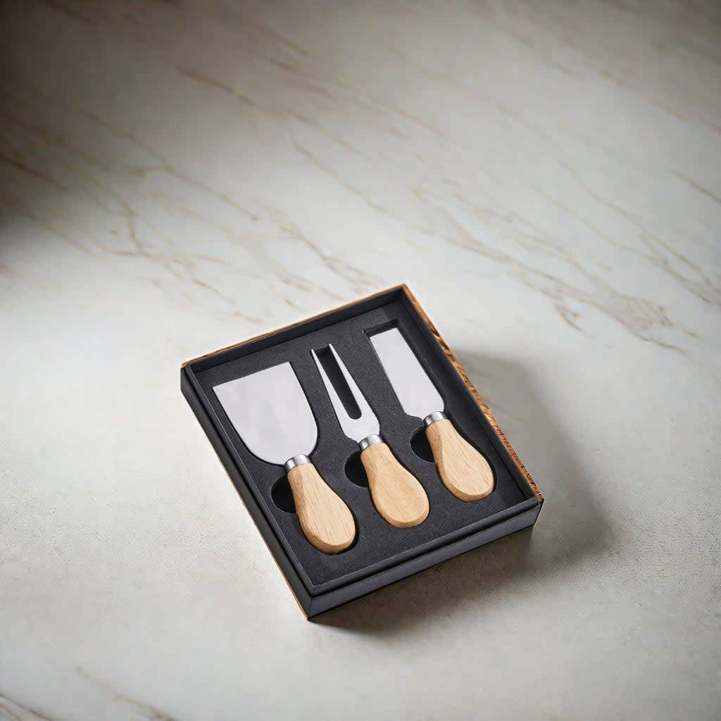 Stainless Steel & Wood 3-Piece Cheese Knife Set