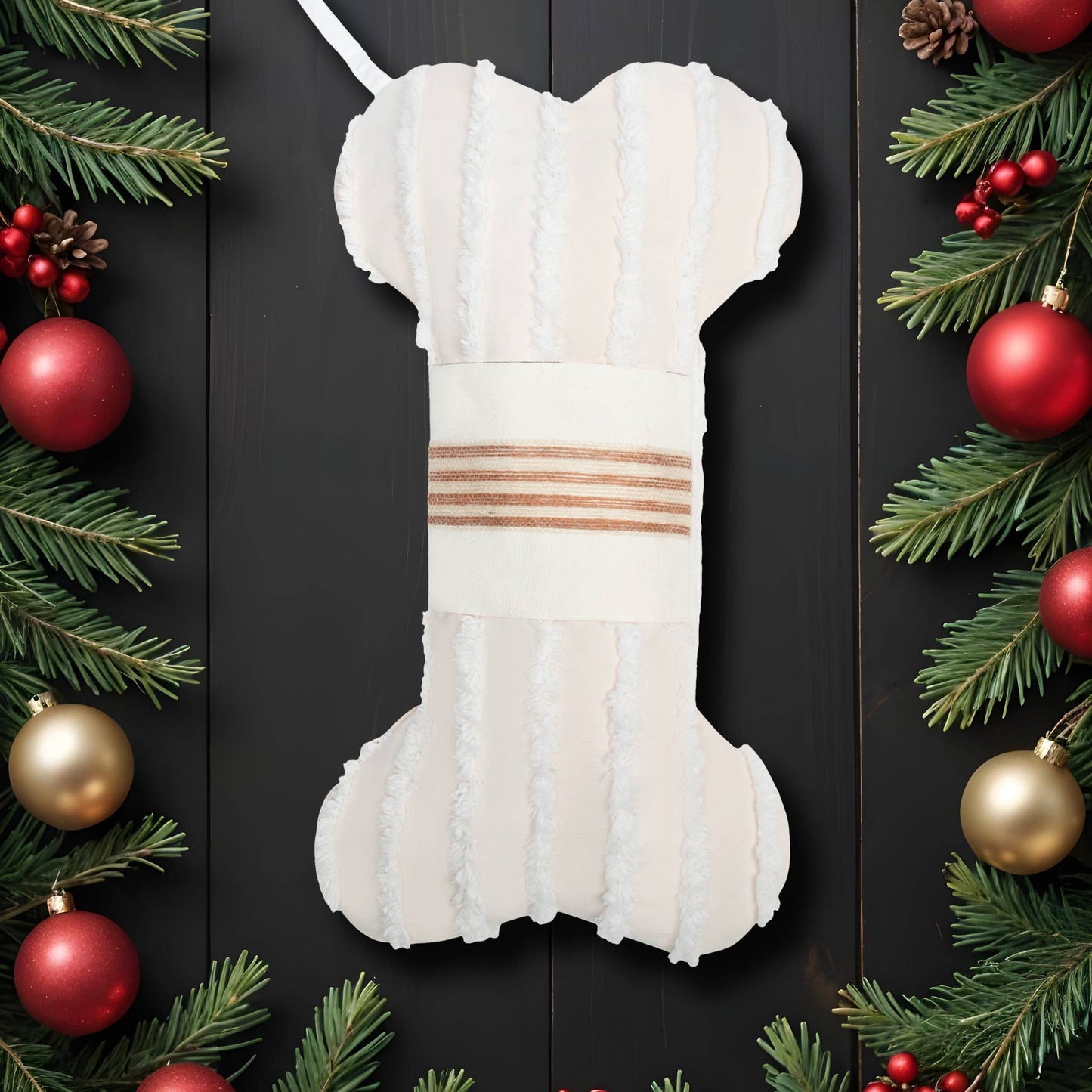 2025 New Canvas Dog Bone Shape Christmas Stocking