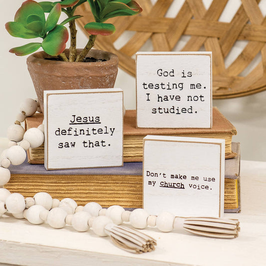 God Is Testing Me Mini Square Block