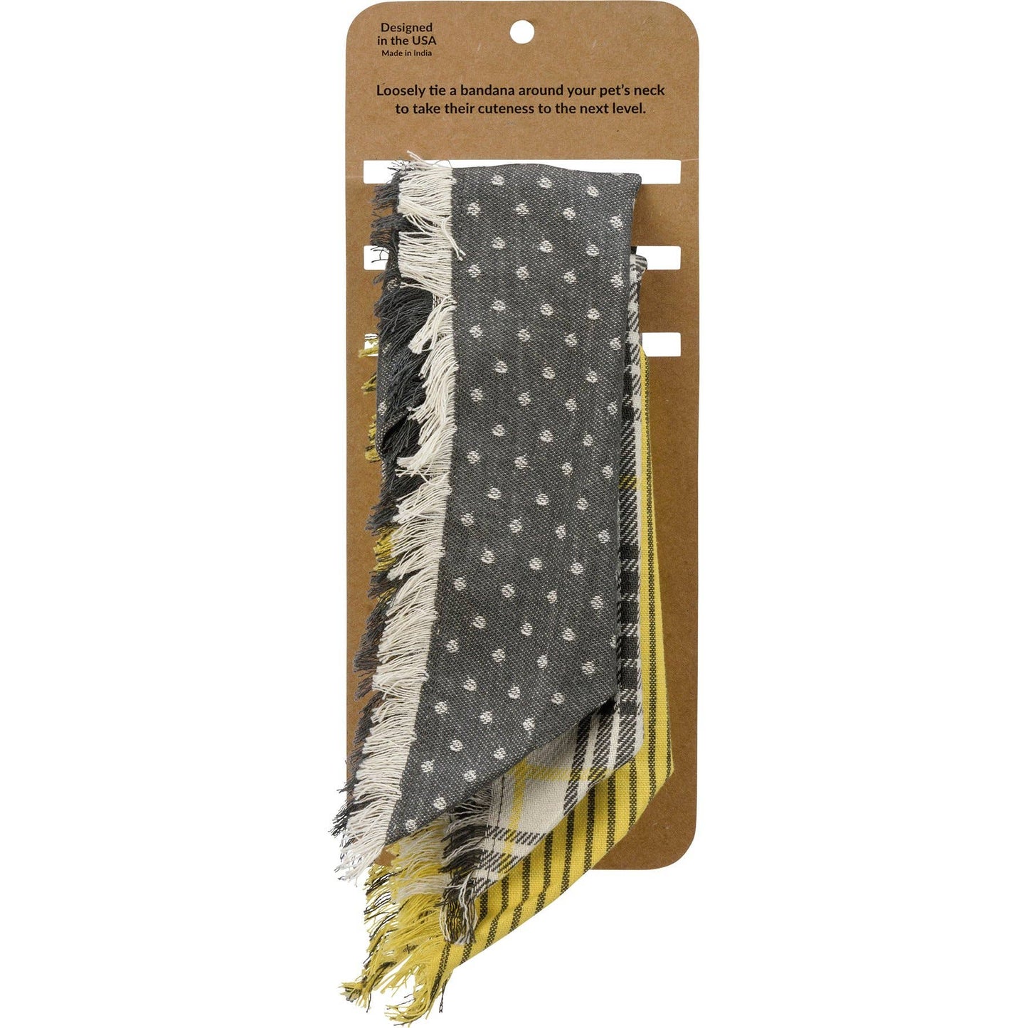 Plaid And Dots Medium Pet Bandana Set