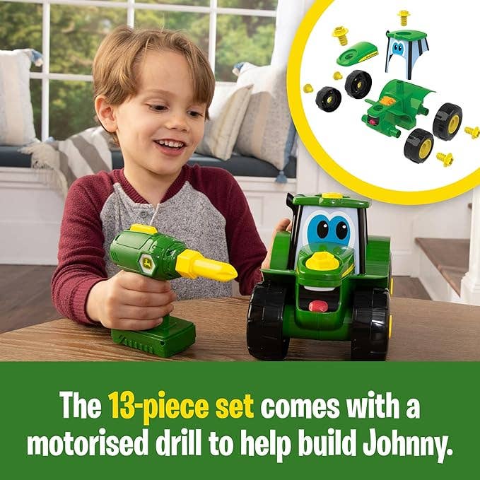 TOMY BUILD-A-BUDDY John Deere Tractor Toy and Toy Drill