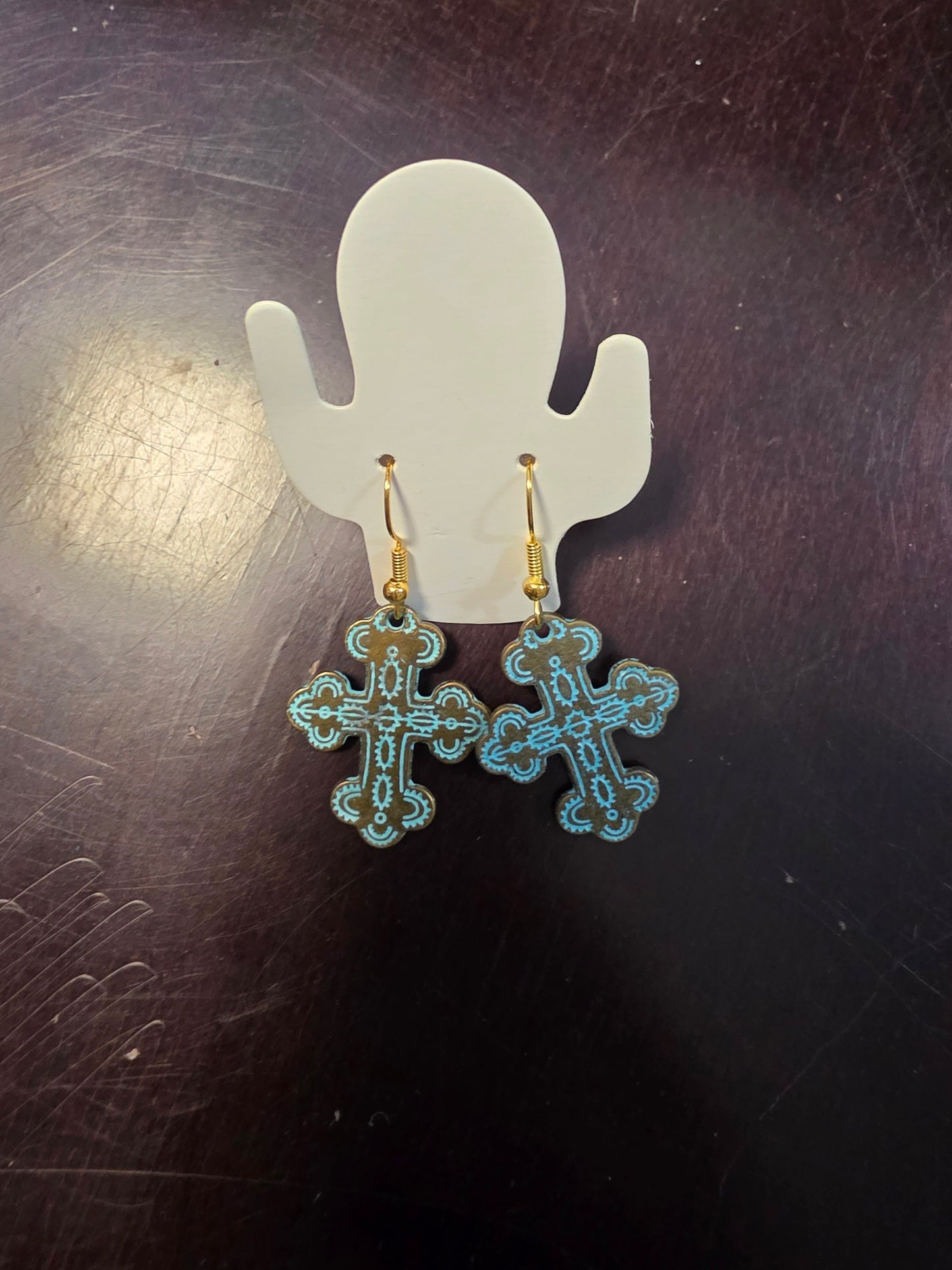 Turquoise Cross Earrings
