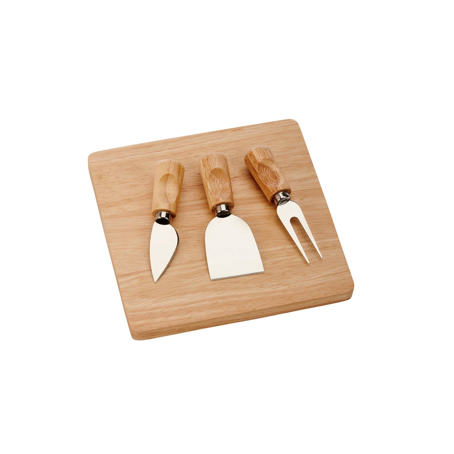 Rubberwood Cheese Cutting Board Set with 3 Cheese Knives