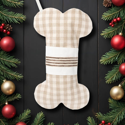 2025 New Canvas Dog Bone Shape Christmas Stocking