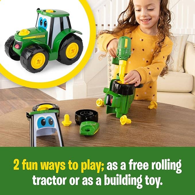TOMY BUILD-A-BUDDY John Deere Tractor Toy and Toy Drill