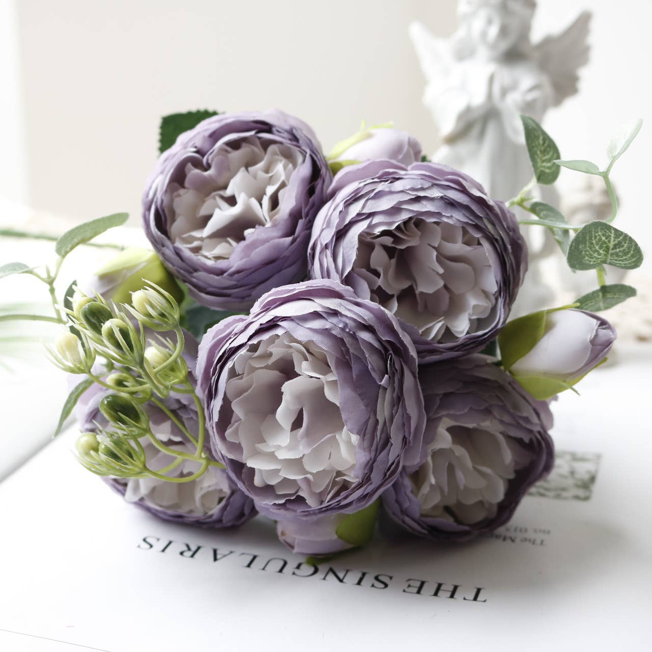 12'' Silk Peony Flower Bunch, Spring Wedding/Home Decors
