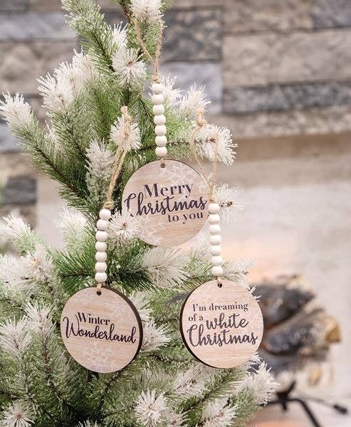 Beaded Snowflake Sayings Christmas Ornament, 3 Assorted