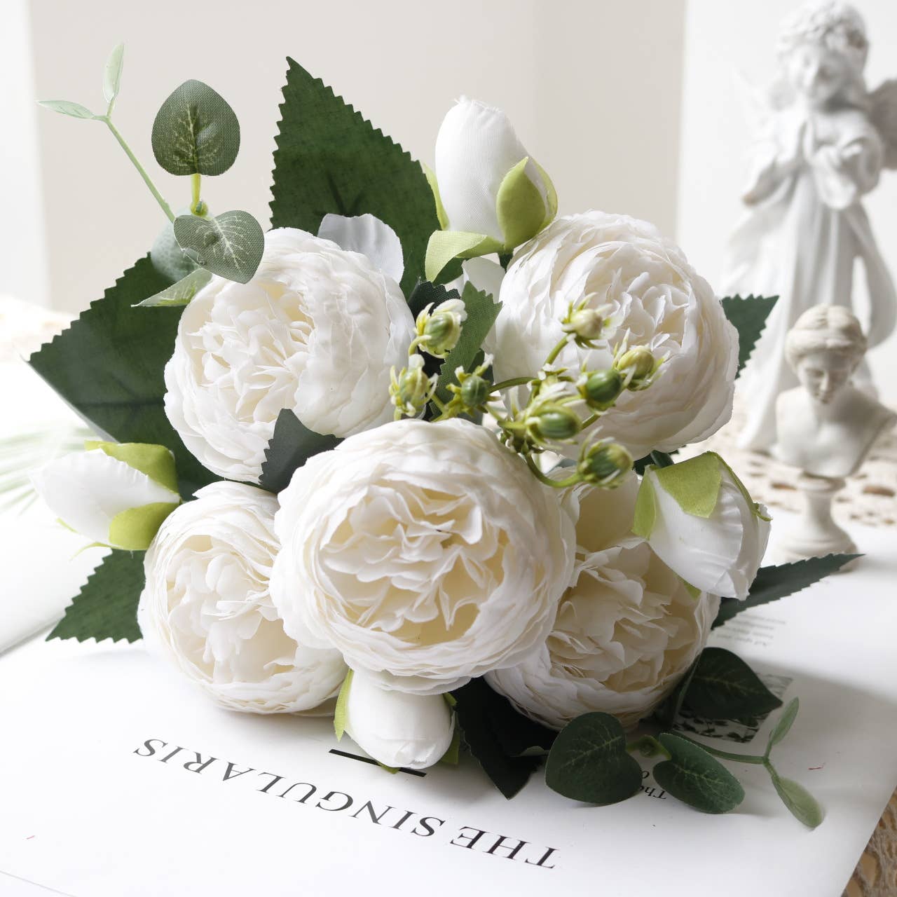 12'' Silk Peony Flower Bunch, Spring Wedding/Home Decors