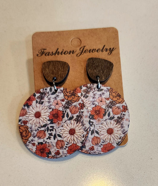 Floral Wood Earrings