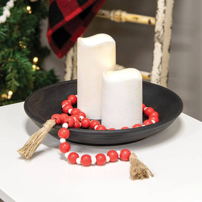 Red & White Bead Garland w/Tassel