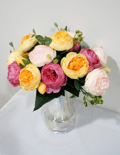12'' Silk Peony Flower Bunch, Spring Wedding/Home Decors