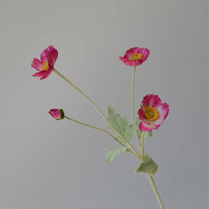 22'' Single Flocked Floral Poppy Spay, Colorful Silk Poppies