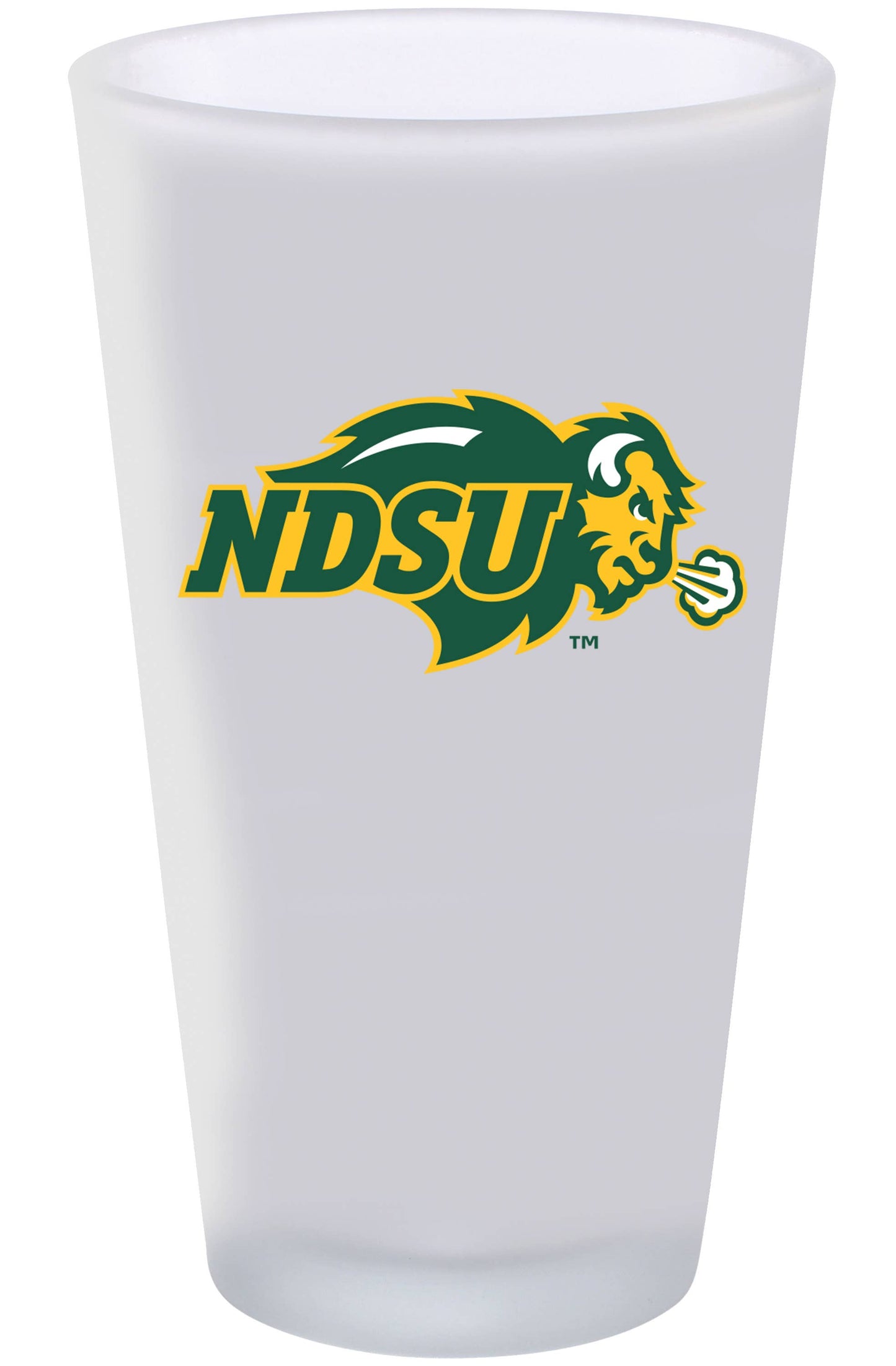 16oz Frosted Pint Glass Color Logo, North Dakota State Bison
