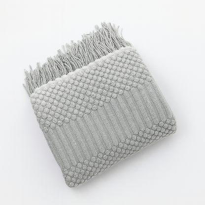 Grey Waffle Stripe 50x60 Inch Throw Blanket