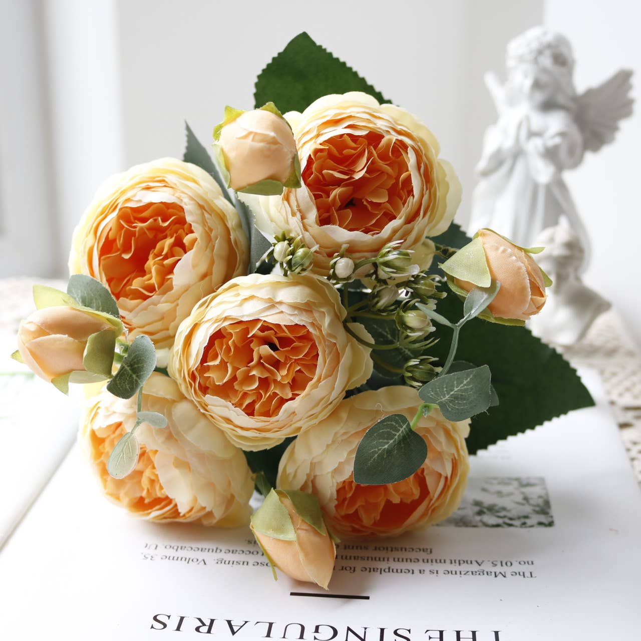 12'' Silk Peony Flower Bunch, Spring Wedding/Home Decors