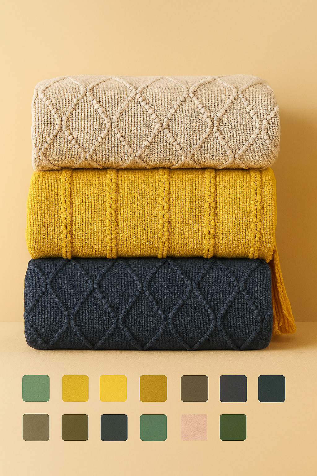 Rhombus Diamond Knit 50x60 Inch Throw Blanket