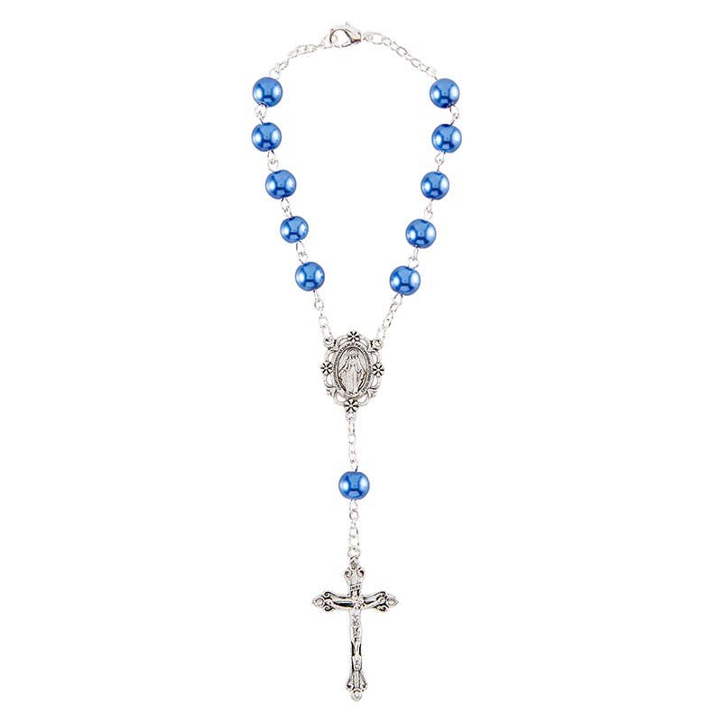 Blu Pearl Auto Rosary